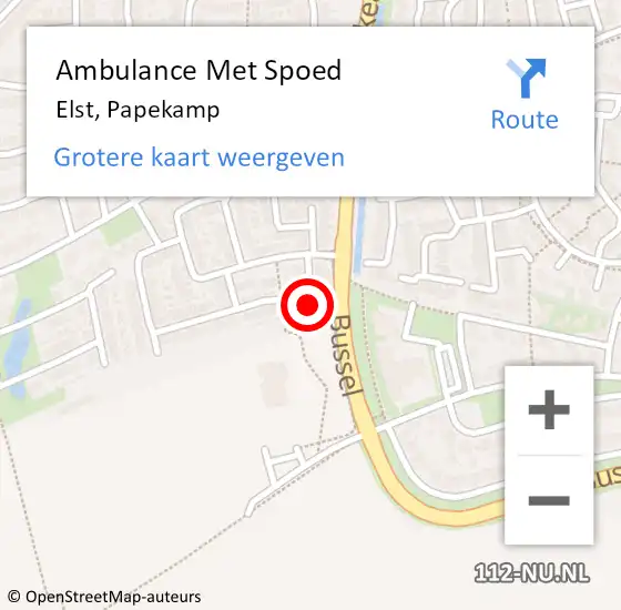 Locatie op kaart van de 112 melding: Ambulance Met Spoed Naar Elst, Papekamp op 13 december 2015 11:20
