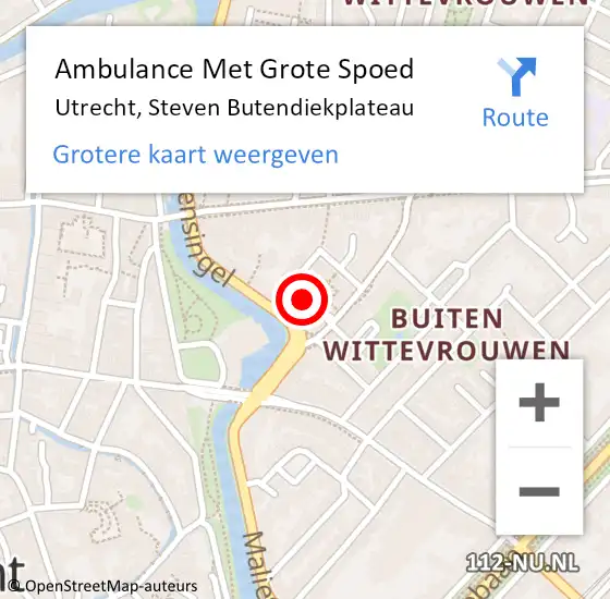 Locatie op kaart van de 112 melding: Ambulance Met Grote Spoed Naar Utrecht, Steven Butendiekplateau op 13 december 2015 11:45