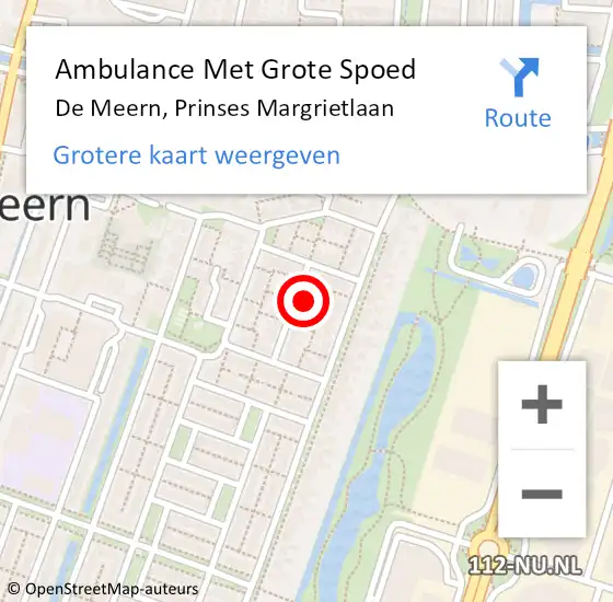 Locatie op kaart van de 112 melding: Ambulance Met Grote Spoed Naar De Meern, Prinses Margrietlaan op 14 december 2015 00:20