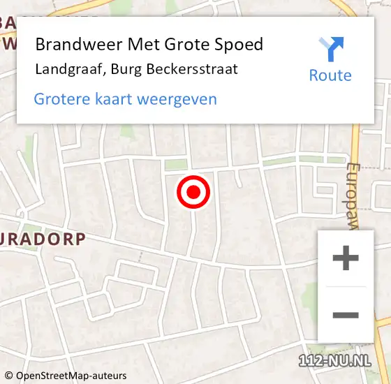 Locatie op kaart van de 112 melding: Brandweer Met Grote Spoed Naar Landgraaf, Burg Beckersstraat op 14 december 2015 16:05