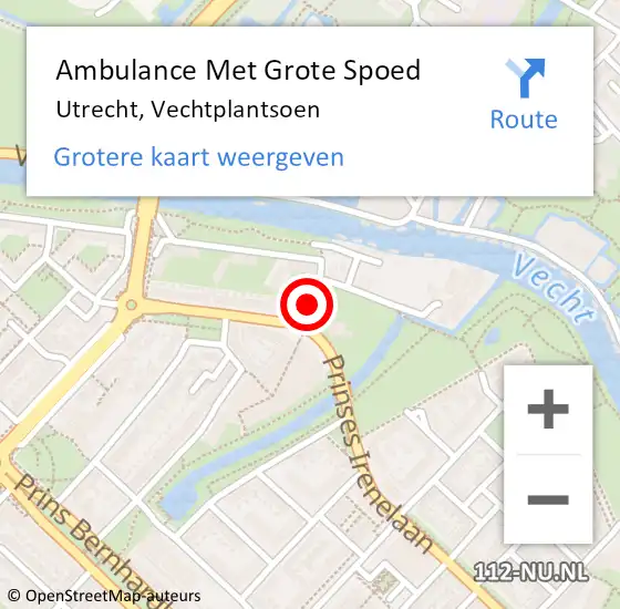 Locatie op kaart van de 112 melding: Ambulance Met Grote Spoed Naar Utrecht, Vechtplantsoen op 14 december 2015 17:46