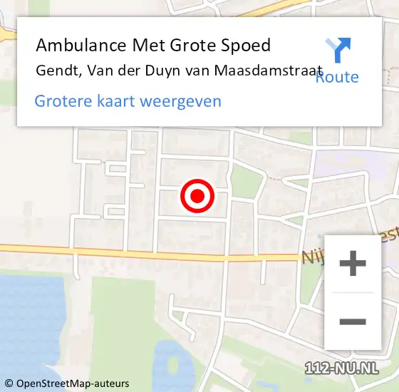 Locatie op kaart van de 112 melding: Ambulance Met Grote Spoed Naar Gendt, Van der Duyn van Maasdamstraat op 14 december 2015 20:17