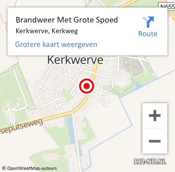 Locatie op kaart van de 112 melding: Brandweer Met Grote Spoed Naar Kerkwerve, Kerkweg op 15 december 2015 10:20