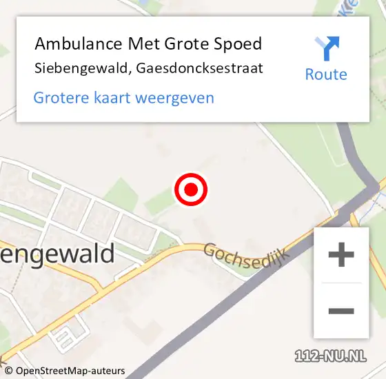 Locatie op kaart van de 112 melding: Ambulance Met Grote Spoed Naar Siebengewald, Gaesdoncksestraat op 15 december 2015 16:28