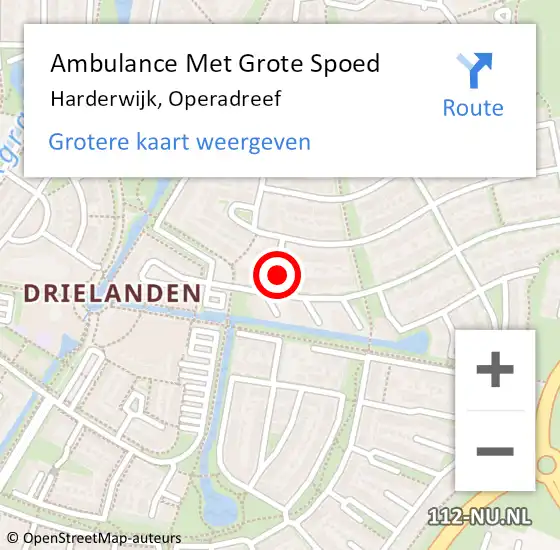 Locatie op kaart van de 112 melding: Ambulance Met Grote Spoed Naar Harderwijk, Operadreef op 16 december 2015 00:19