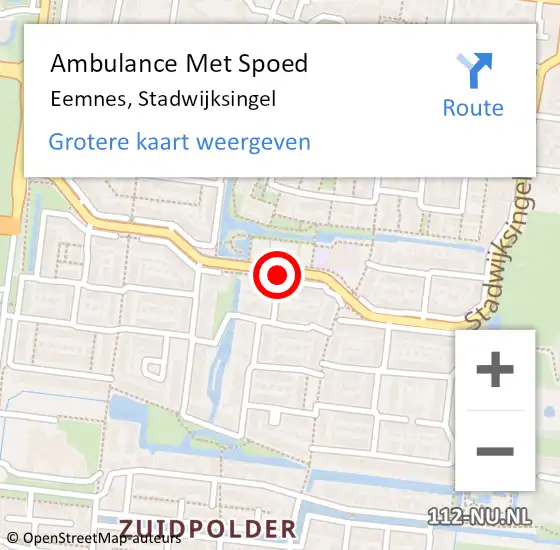Locatie op kaart van de 112 melding: Ambulance Met Spoed Naar Eemnes, Stadwijksingel op 16 december 2015 08:25