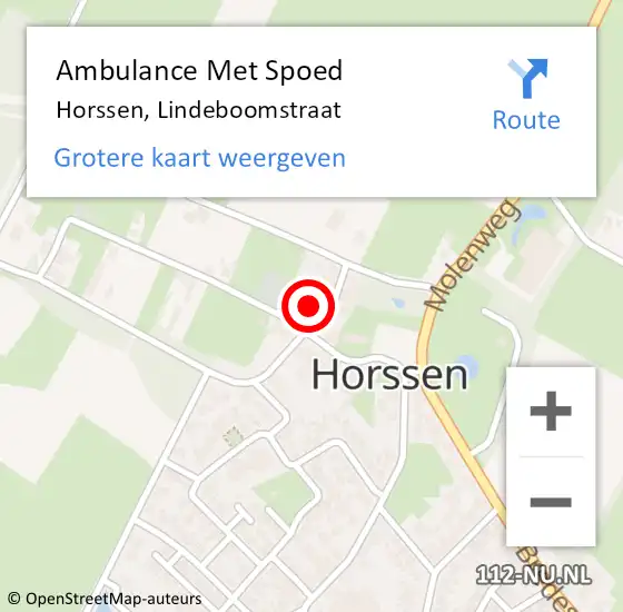 Locatie op kaart van de 112 melding: Ambulance Met Spoed Naar Horssen, Lindeboomstraat op 18 december 2015 09:44