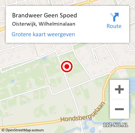 Locatie op kaart van de 112 melding: Brandweer Geen Spoed Naar Oisterwijk, Wilhelminalaan op 18 december 2015 11:03