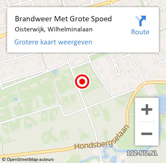 Locatie op kaart van de 112 melding: Brandweer Met Grote Spoed Naar Oisterwijk, Wilhelminalaan op 18 december 2015 11:04
