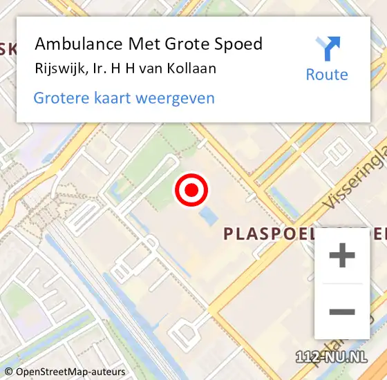 Locatie op kaart van de 112 melding: Ambulance Met Grote Spoed Naar Rijswijk, Ir. H H van Kollaan op 18 december 2015 11:23