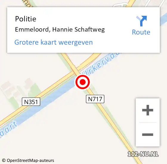 Locatie op kaart van de 112 melding: Politie Emmeloord, Hannie Schaftweg op 19 december 2015 11:49