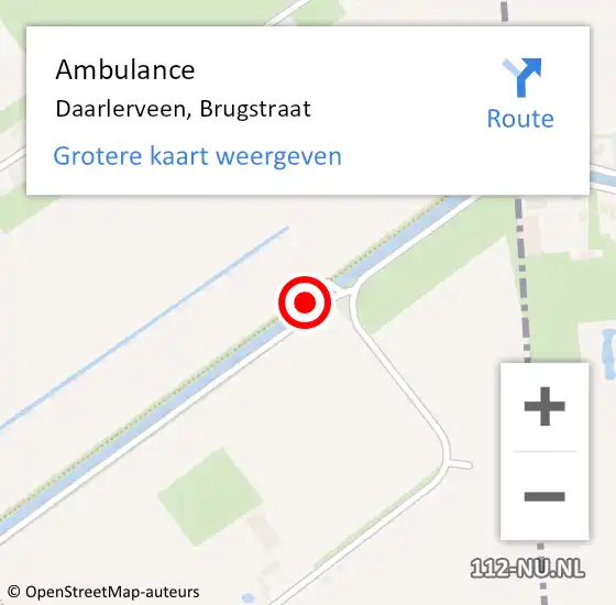 Locatie op kaart van de 112 melding: Ambulance Daarlerveen, Brugstraat op 30 november 2013 17:01