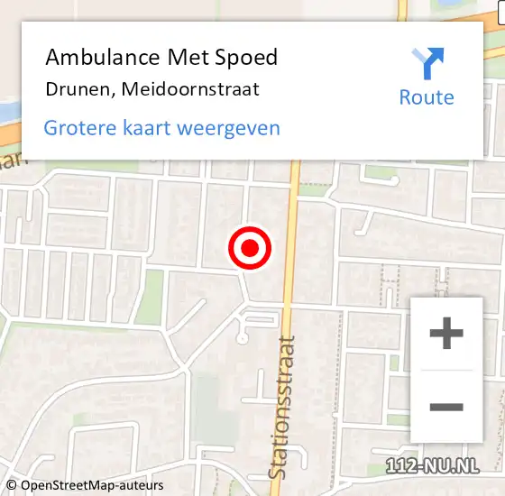Locatie op kaart van de 112 melding: Ambulance Met Spoed Naar Drunen, Meidoornstraat op 20 december 2015 22:35