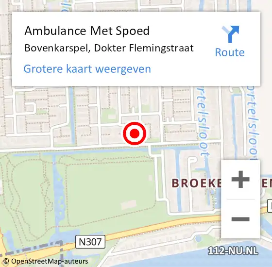 Locatie op kaart van de 112 melding: Ambulance Met Spoed Naar Bovenkarspel, Dokter Flemingstraat op 21 december 2015 12:39