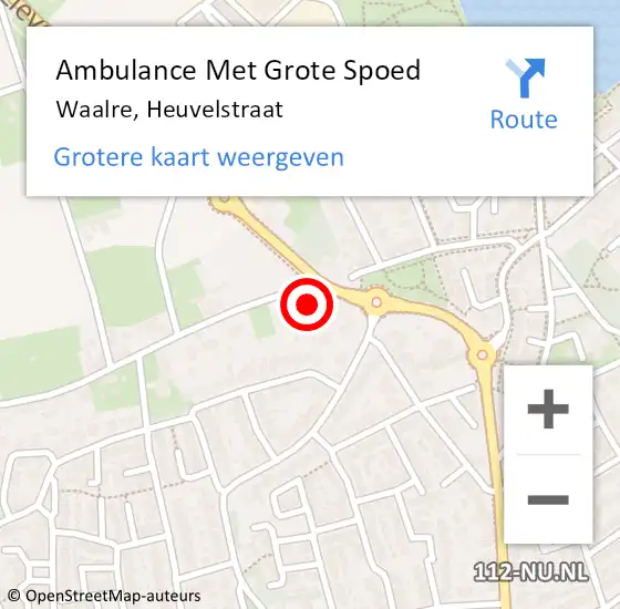Locatie op kaart van de 112 melding: Ambulance Met Grote Spoed Naar Waalre, Heuvelstraat op 21 december 2015 14:36