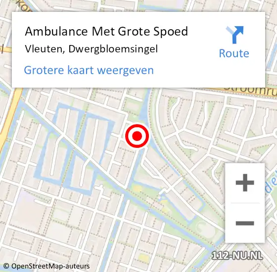 Locatie op kaart van de 112 melding: Ambulance Met Grote Spoed Naar Vleuten, Dwergbloemsingel op 21 december 2015 14:50