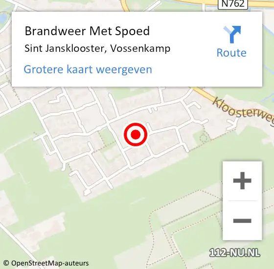 Locatie op kaart van de 112 melding: Brandweer Met Spoed Naar Sint Jansklooster, Vossenkamp op 21 december 2015 16:13