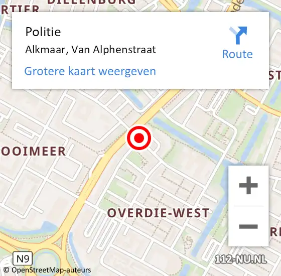Locatie op kaart van de 112 melding: Politie Alkmaar, Van Alphenstraat op 21 december 2015 17:44