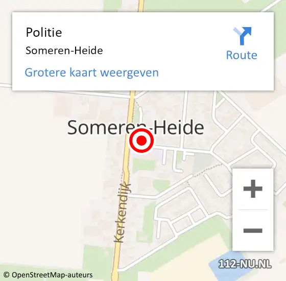 Locatie op kaart van de 112 melding: Politie Someren-Heide op 22 december 2015 10:29