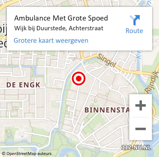 Locatie op kaart van de 112 melding: Ambulance Met Grote Spoed Naar Wijk bij Duurstede, Achterstraat op 22 december 2015 13:51