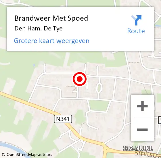 Locatie op kaart van de 112 melding: Brandweer Met Spoed Naar Den Ham, De Tye op 1 december 2013 01:10