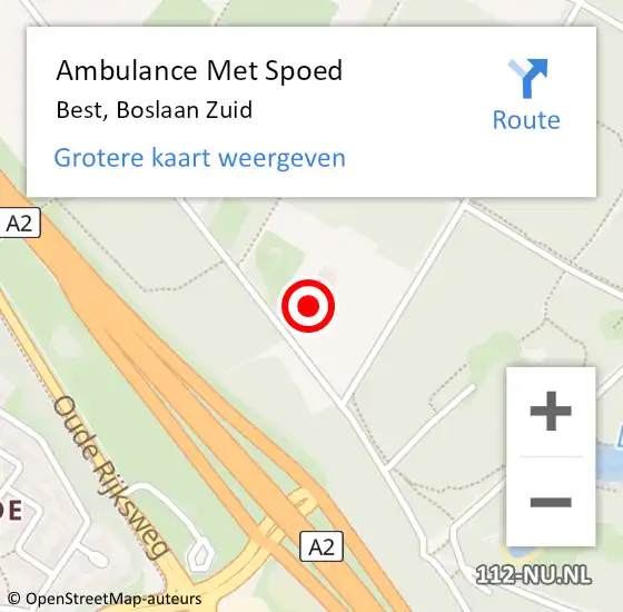 Locatie op kaart van de 112 melding: Ambulance Met Spoed Naar Best, Boslaan Zuid op 23 december 2015 12:58