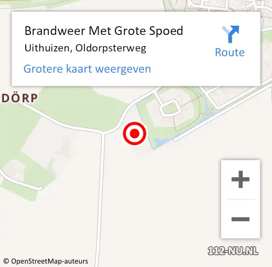 Locatie op kaart van de 112 melding: Brandweer Met Grote Spoed Naar Uithuizen, Oldorpsterweg op 24 december 2015 07:24