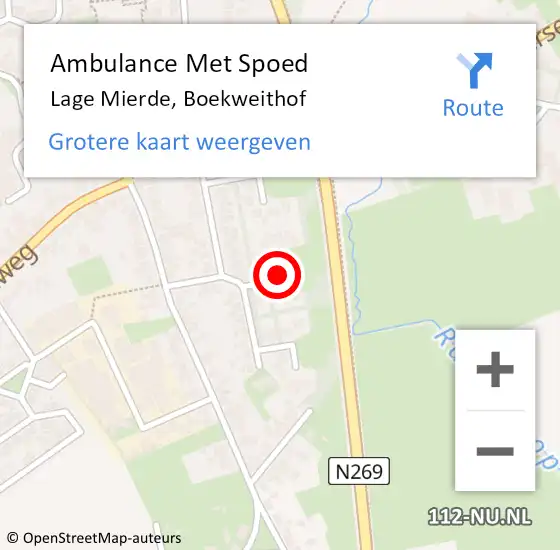 Locatie op kaart van de 112 melding: Ambulance Met Spoed Naar Lage Mierde, Boekweithof op 24 december 2015 11:00