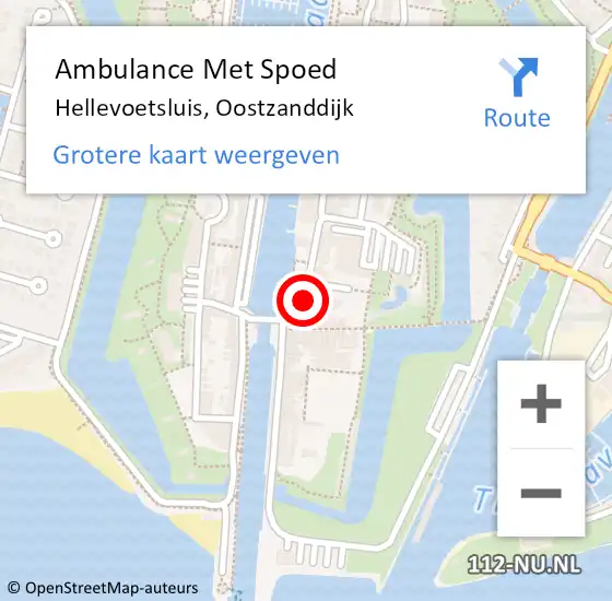 Locatie op kaart van de 112 melding: Ambulance Met Spoed Naar Hellevoetsluis, Oostzanddijk op 24 december 2015 11:18