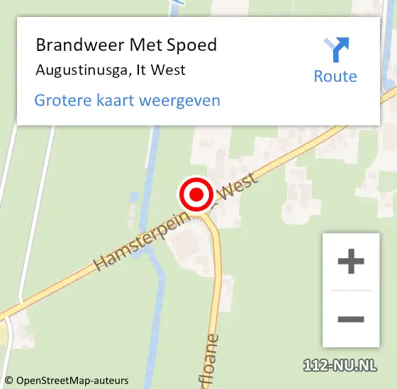 Locatie op kaart van de 112 melding: Brandweer Met Spoed Naar Augustinusga, It West op 24 december 2015 18:33