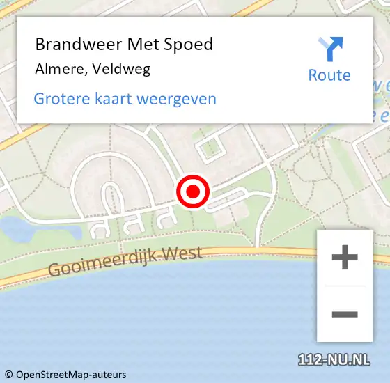 Locatie op kaart van de 112 melding: Brandweer Met Spoed Naar Almere, Veldweg op 24 december 2015 19:45