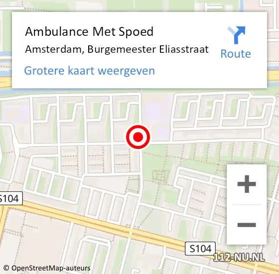 Locatie op kaart van de 112 melding: Ambulance Met Spoed Naar Amsterdam, Burgemeester Eliasstraat op 25 december 2015 05:36