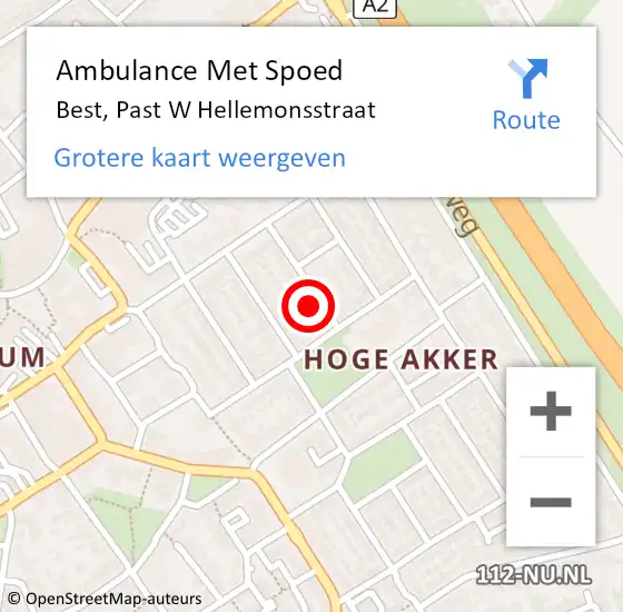 Locatie op kaart van de 112 melding: Ambulance Met Spoed Naar Best, Past W Hellemonsstraat op 25 december 2015 10:37