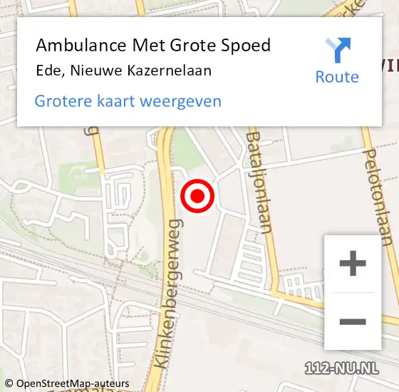 Locatie op kaart van de 112 melding: Ambulance Met Grote Spoed Naar Ede, Nieuwe Kazernelaan op 25 december 2015 22:16