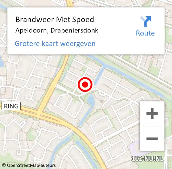 Locatie op kaart van de 112 melding: Brandweer Met Spoed Naar Apeldoorn, Drapeniersdonk op 26 december 2015 09:29