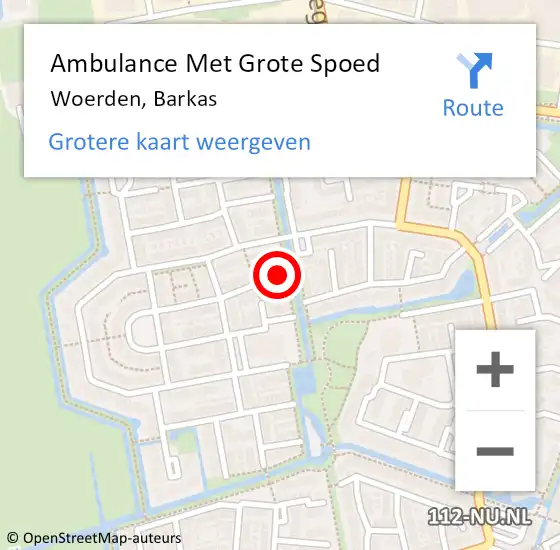 Locatie op kaart van de 112 melding: Ambulance Met Grote Spoed Naar Woerden, Barkas op 26 december 2015 12:06