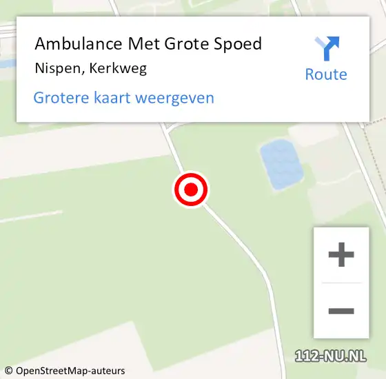 Locatie op kaart van de 112 melding: Ambulance Met Grote Spoed Naar Nispen, Kerkweg op 26 december 2015 12:44