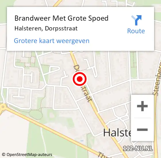 Locatie op kaart van de 112 melding: Brandweer Met Grote Spoed Naar Halsteren, Dorpsstraat op 26 december 2015 15:51