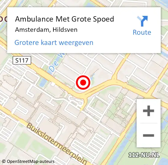 Locatie op kaart van de 112 melding: Ambulance Met Grote Spoed Naar Amsterdam, Hildsven op 27 december 2015 01:15