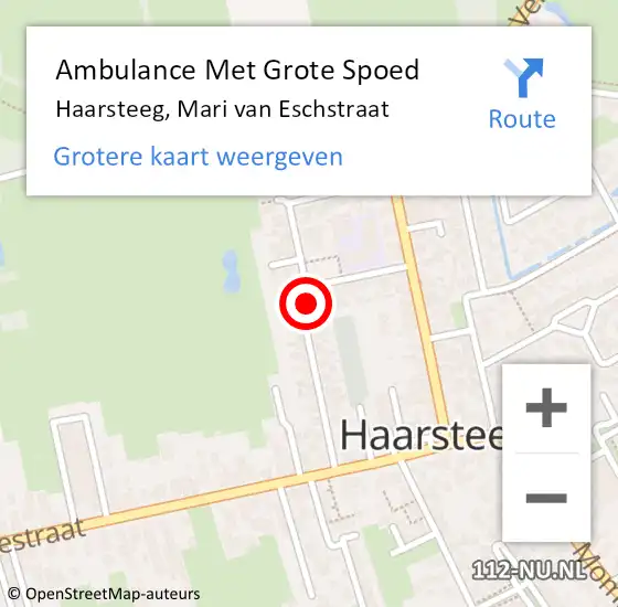 Locatie op kaart van de 112 melding: Ambulance Met Grote Spoed Naar Haarsteeg, Mari van Eschstraat op 27 december 2015 03:47
