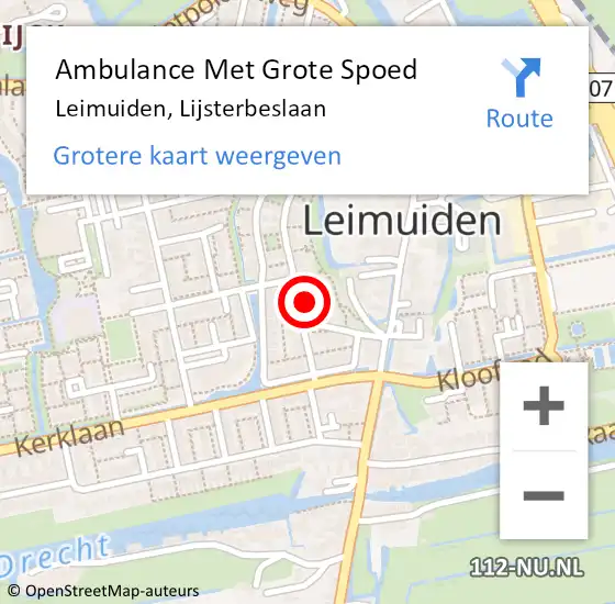 Locatie op kaart van de 112 melding: Ambulance Met Grote Spoed Naar Leimuiden, Lijsterbeslaan op 27 december 2015 06:58