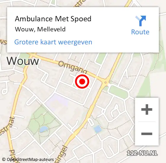 Locatie op kaart van de 112 melding: Ambulance Met Spoed Naar Wouw, Melleveld op 27 december 2015 09:16