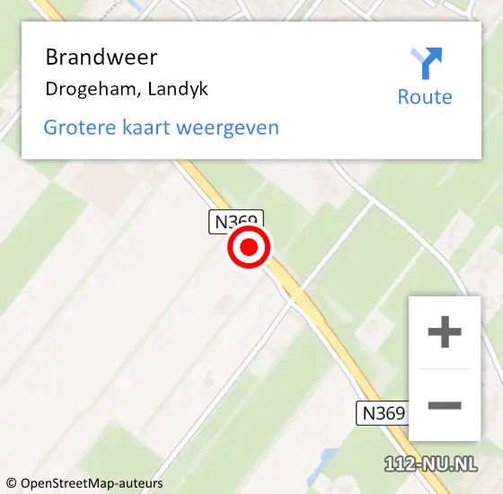 Locatie op kaart van de 112 melding: Brandweer Drogeham, Landyk op 27 december 2015 15:52