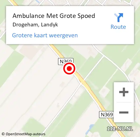 Locatie op kaart van de 112 melding: Ambulance Met Grote Spoed Naar Drogeham, Landyk op 27 december 2015 15:52