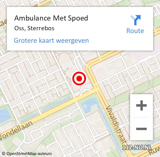 Locatie op kaart van de 112 melding: Ambulance Met Spoed Naar Oss, Sterrebos op 27 december 2015 21:01