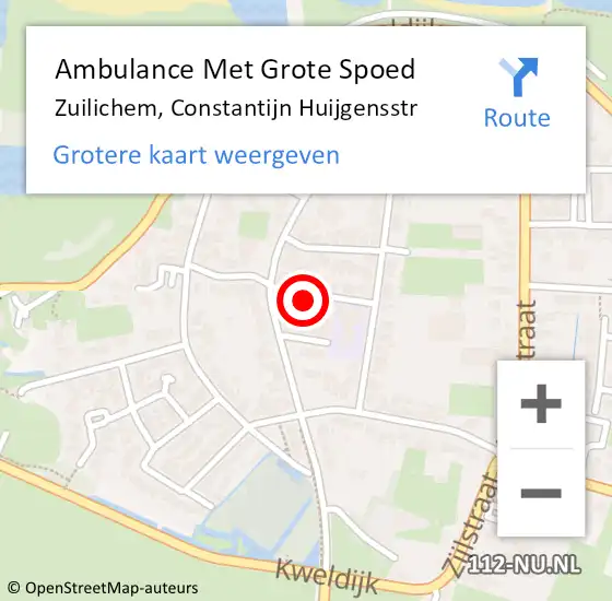 Locatie op kaart van de 112 melding: Ambulance Met Grote Spoed Naar Zuilichem, Constantijn Huijgensstr op 28 december 2015 09:01