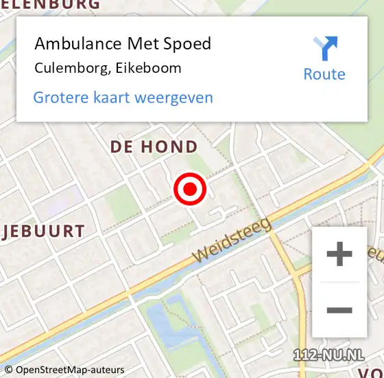 Locatie op kaart van de 112 melding: Ambulance Met Spoed Naar Culemborg, Eikeboom op 28 december 2015 16:16