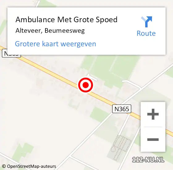 Locatie op kaart van de 112 melding: Ambulance Met Grote Spoed Naar Alteveer, Beumeesweg op 28 december 2015 21:03