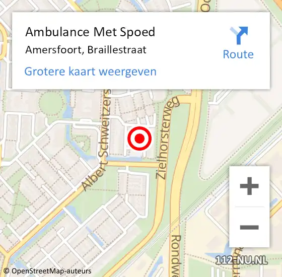 Locatie op kaart van de 112 melding: Ambulance Met Spoed Naar Amersfoort, Braillestraat op 30 december 2015 12:04