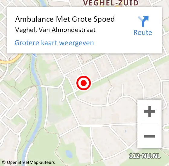 Locatie op kaart van de 112 melding: Ambulance Met Grote Spoed Naar Veghel, Van Almondestraat op 30 december 2015 15:28